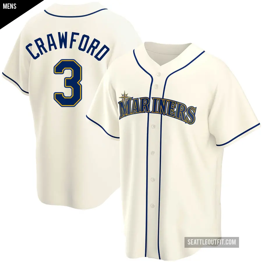 Men's Seattle Mariners ＃3 J.P. Crawford Replica Cream Alternate Jersey