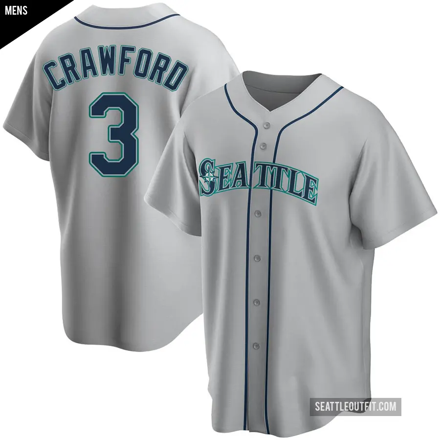 Men's Seattle Mariners ＃3 J.P. Crawford Replica Gray Road Jersey