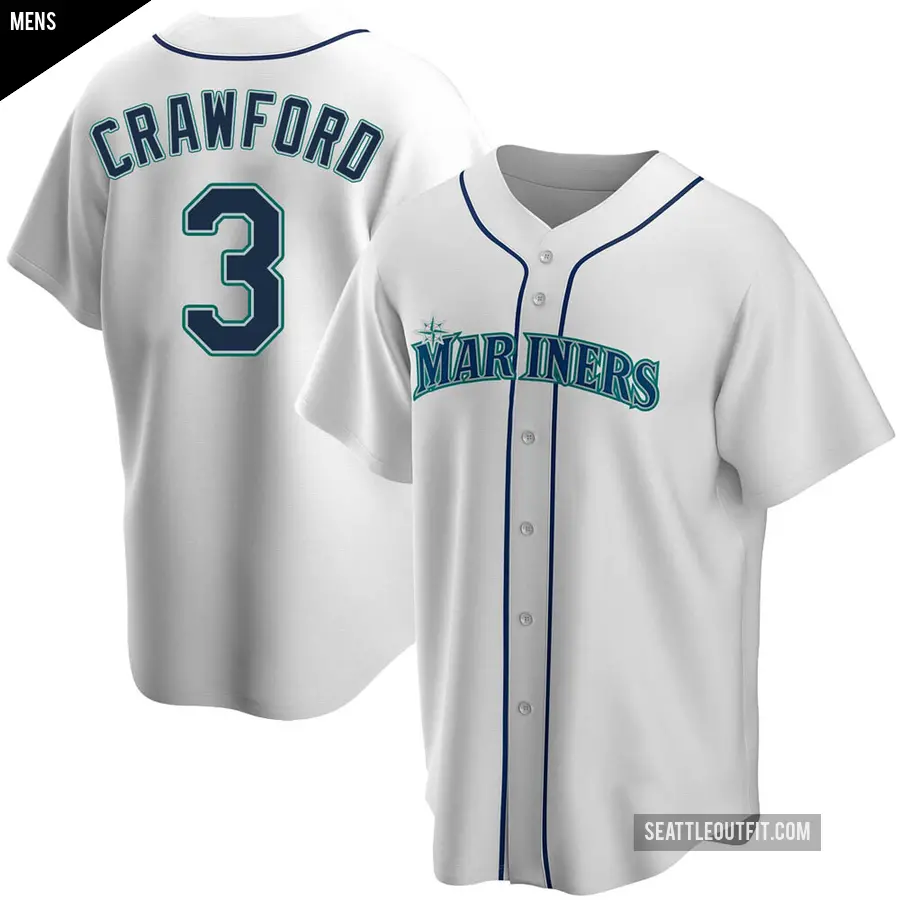 Men's Seattle Mariners ＃3 J.P. Crawford Replica White Home Jersey