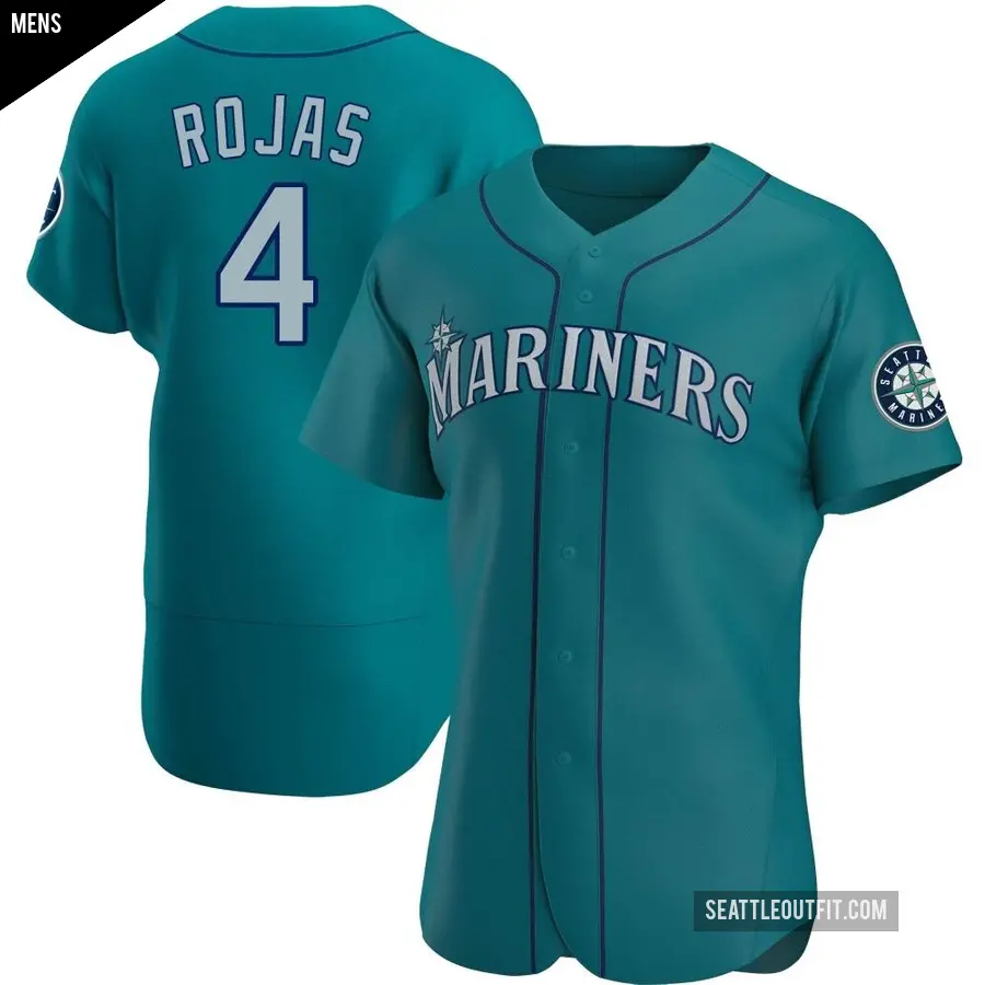 Men's Seattle Mariners ＃4 Josh Rojas Authentic Aqua Alternate Jersey