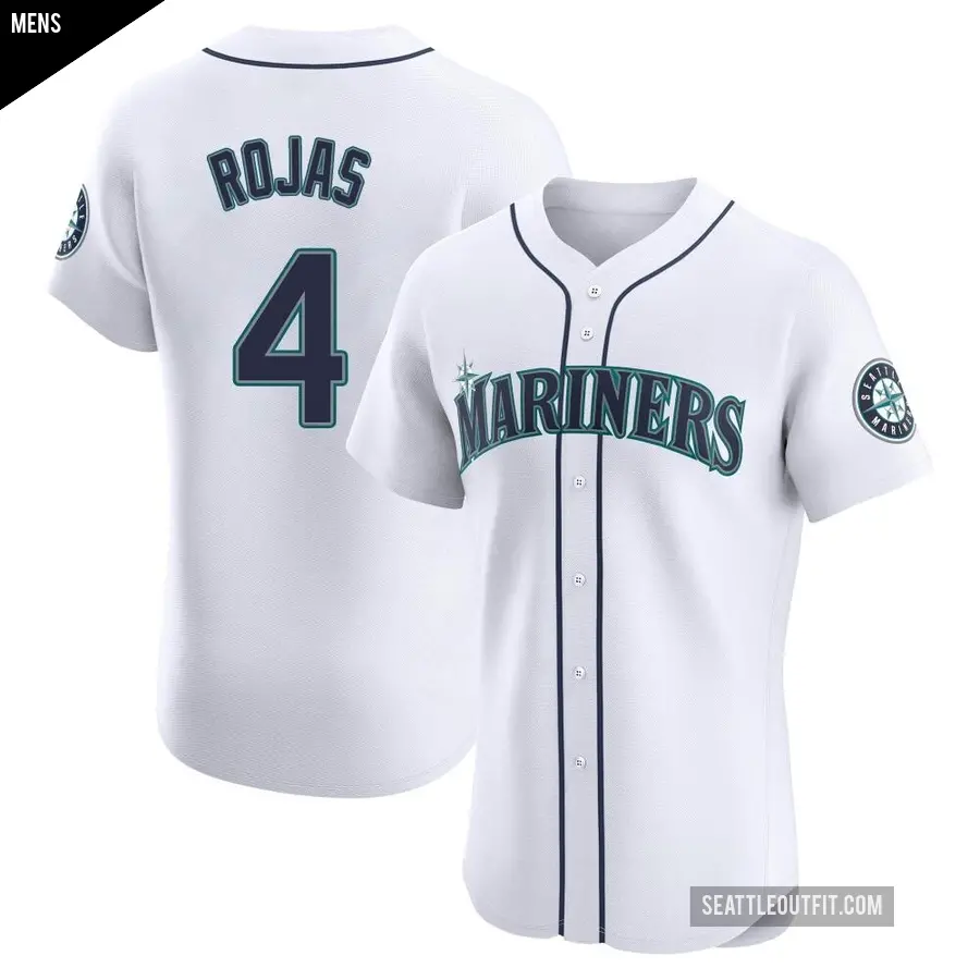 Men's Seattle Mariners ＃4 Josh Rojas Elite White Home Jersey