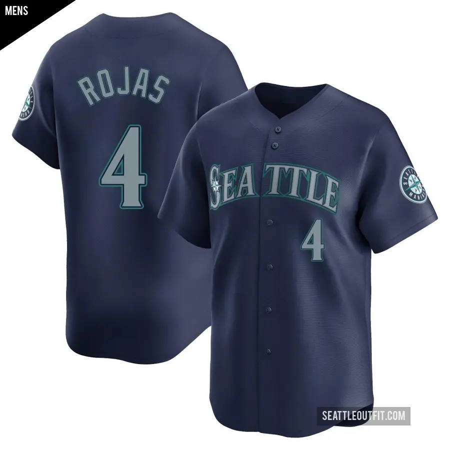 Men's Seattle Mariners ＃4 Josh Rojas Limited Navy Road Jersey