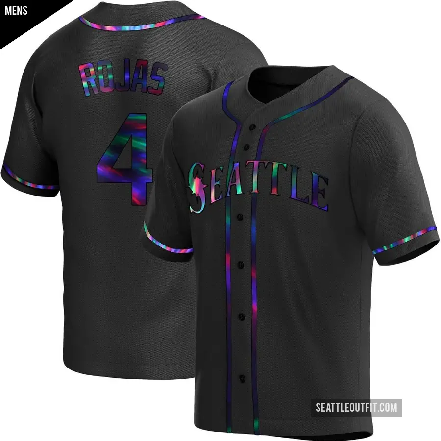 Men's Seattle Mariners ＃4 Josh Rojas Replica Black Holographic Alternate Jersey