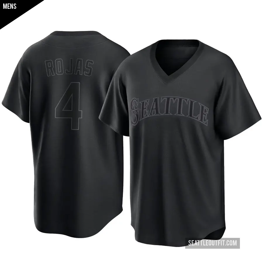 Men's Seattle Mariners ＃4 Josh Rojas Replica Black Pitch Fashion Jersey