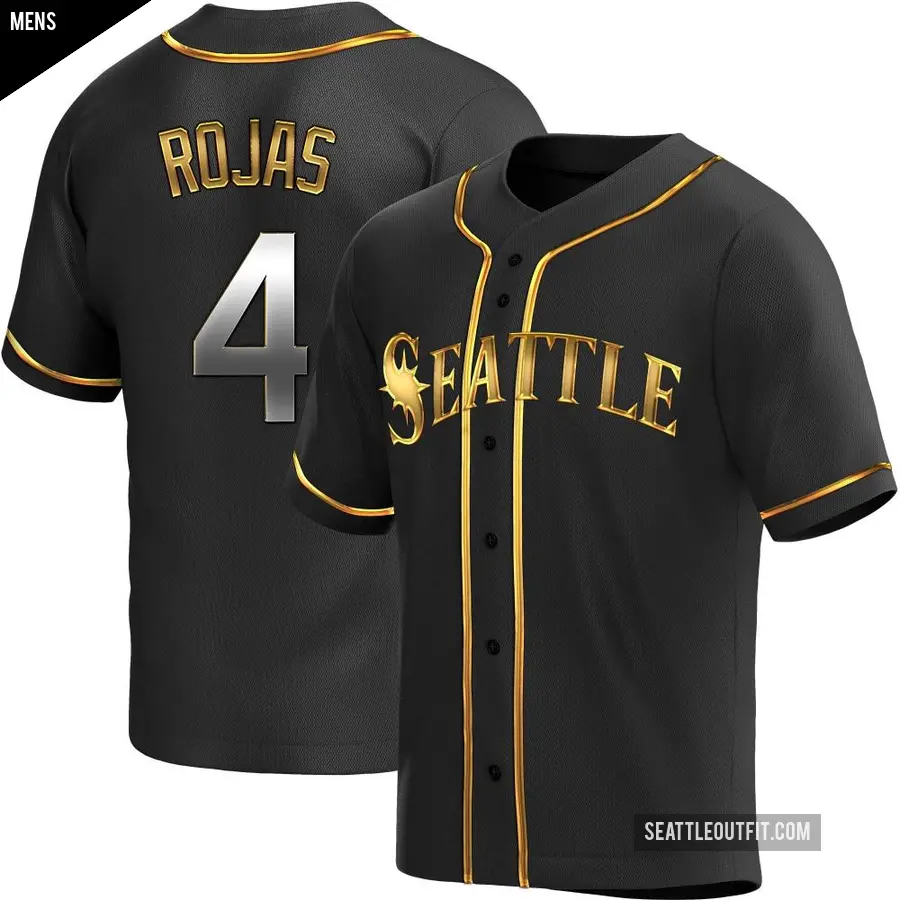 Men's Seattle Mariners ＃4 Josh Rojas Replica Gold Black en Alternate Jersey