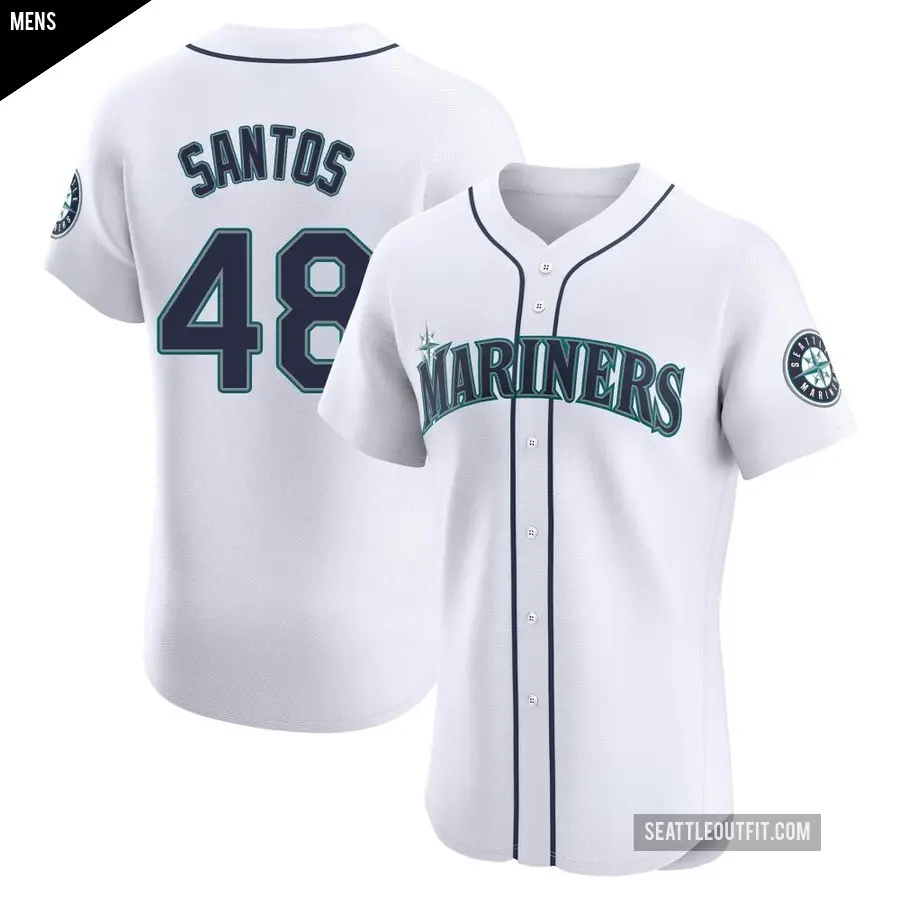 Men's Seattle Mariners ＃48 Gregory Santos Elite White Home Jersey