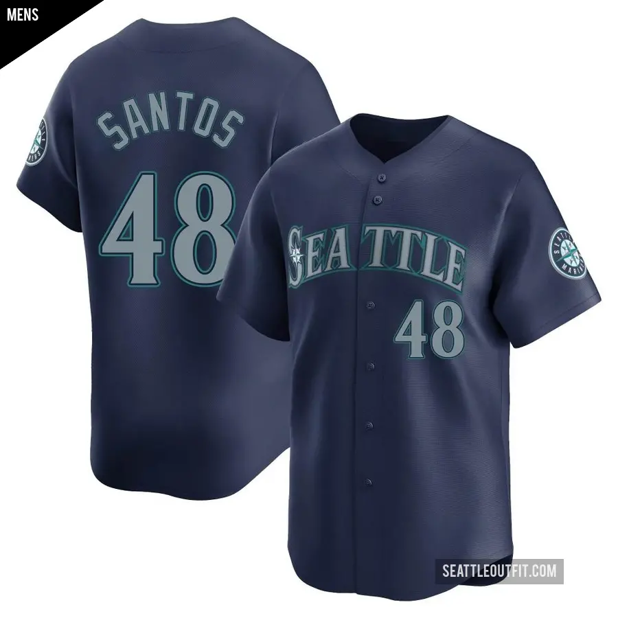 Men's Seattle Mariners ＃48 Gregory Santos Limited Navy Road Jersey