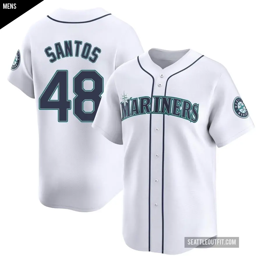 Men's Seattle Mariners ＃48 Gregory Santos Limited White Home Jersey