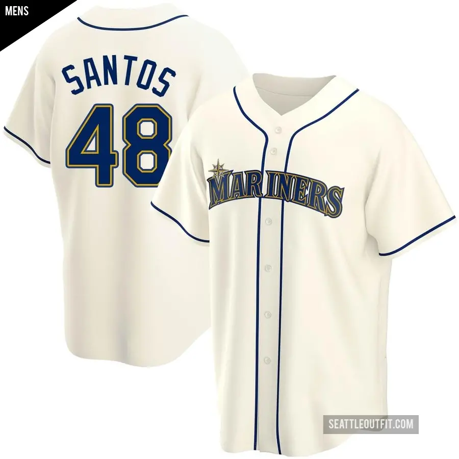 Men's Seattle Mariners ＃48 Gregory Santos Replica Cream Alternate Jersey