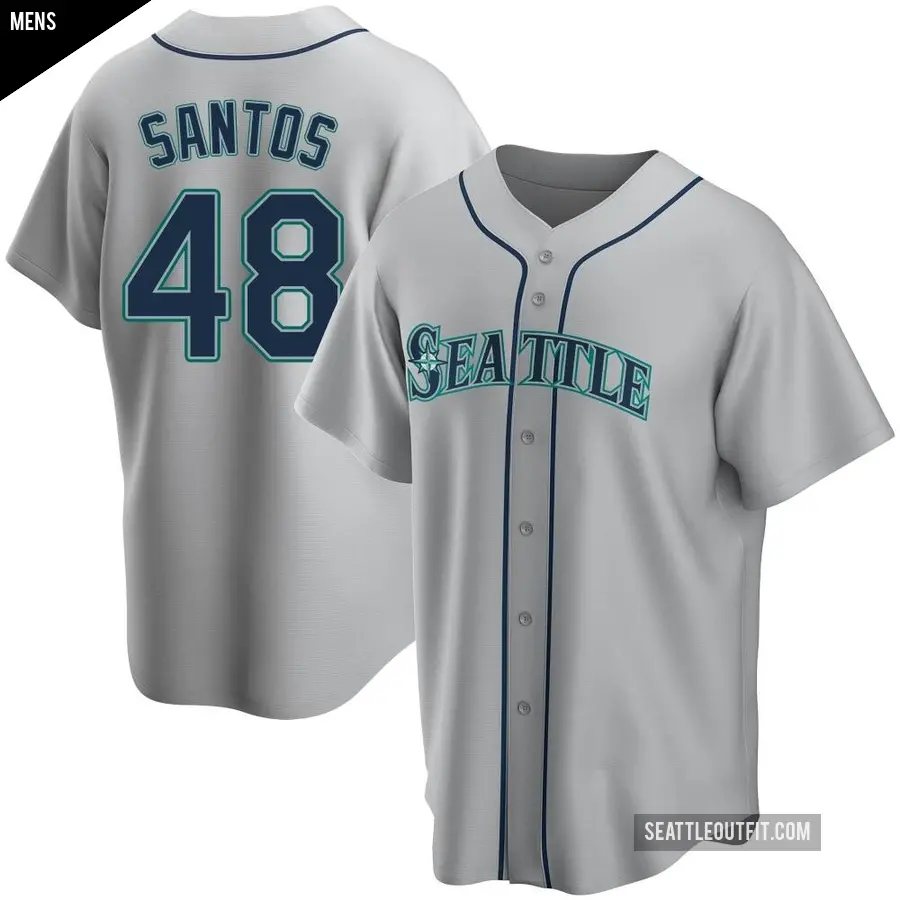 Men's Seattle Mariners ＃48 Gregory Santos Replica Gray Road Jersey