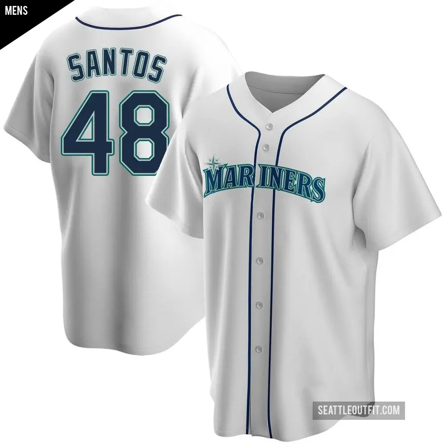 Men's Seattle Mariners ＃48 Gregory Santos Replica White Home Jersey