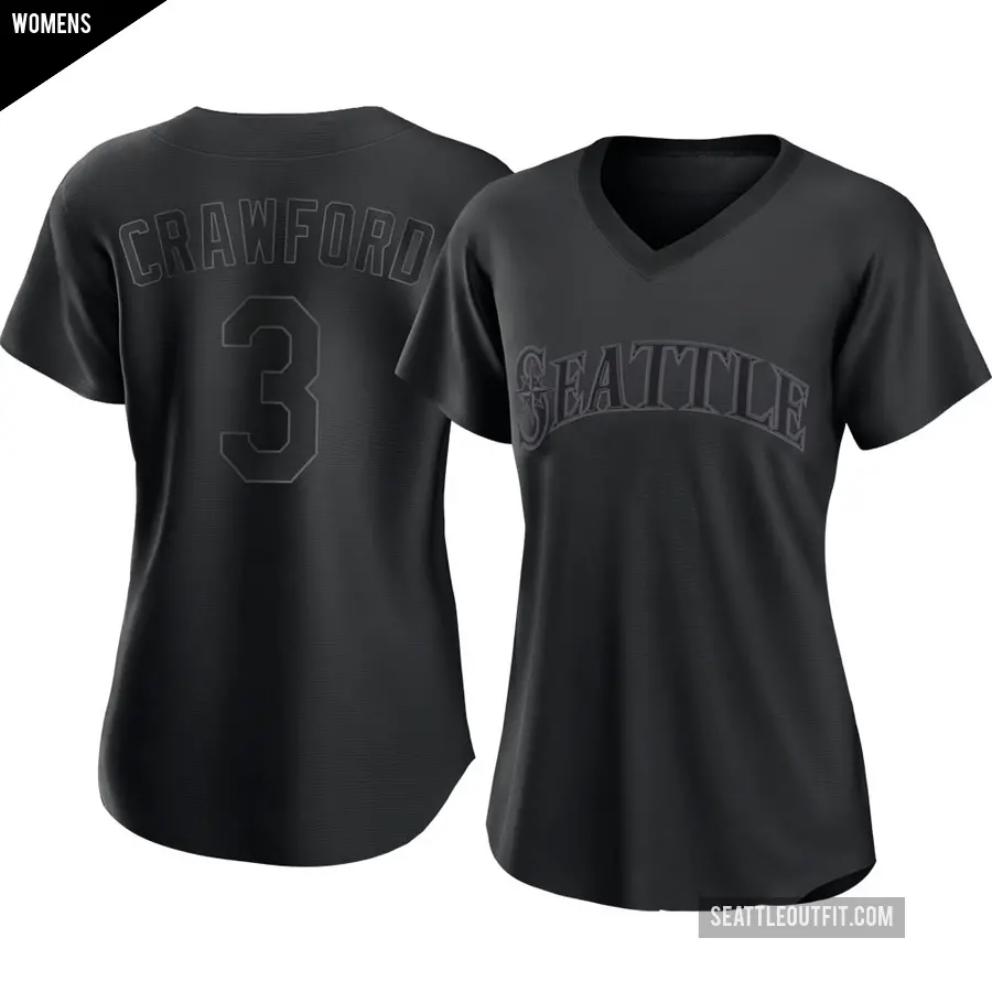 Women's Seattle Mariners ＃3 J.P. Crawford Authentic Black Pitch Fashion Jersey