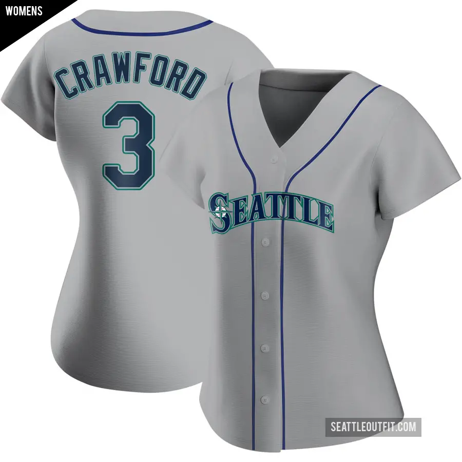 Women's Seattle Mariners ＃3 J.P. Crawford Authentic Gray Road Jersey