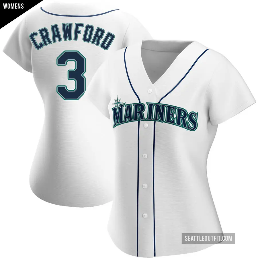 Women's Seattle Mariners ＃3 J.P. Crawford Authentic White Home Jersey