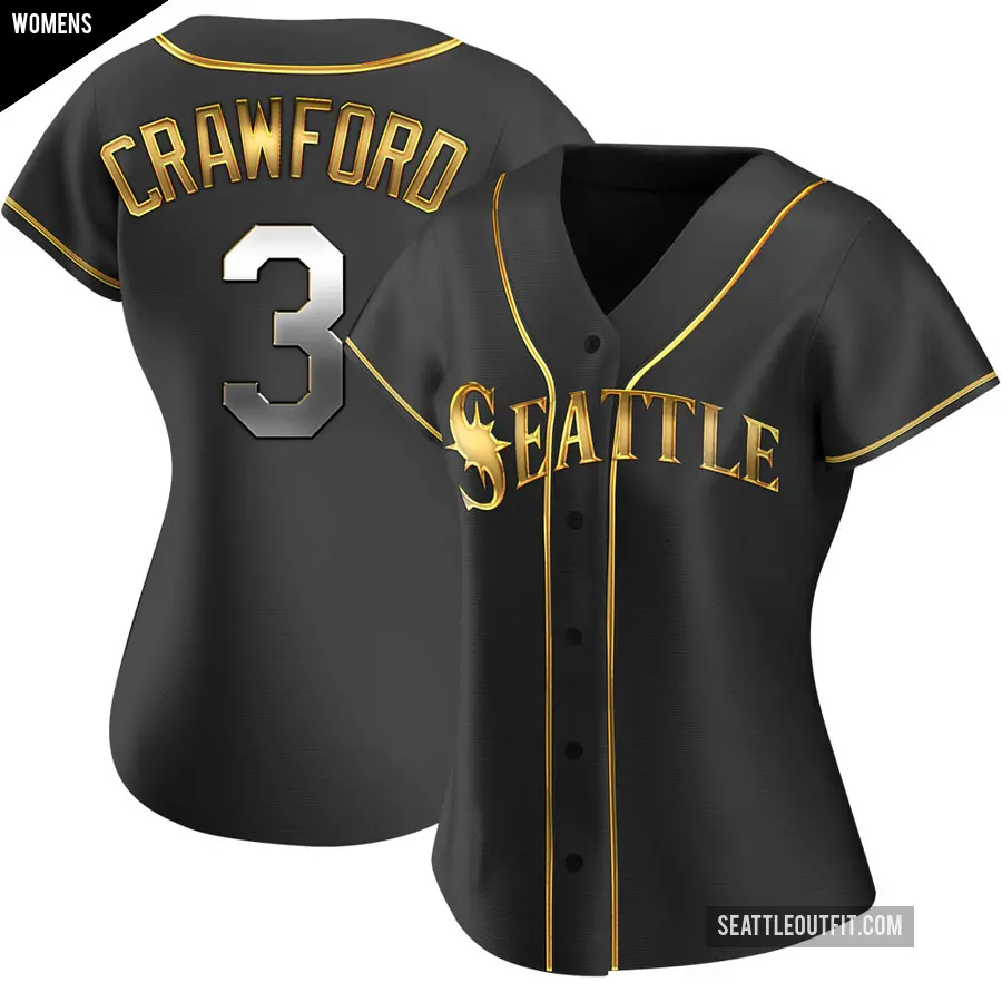 Women's Seattle Mariners ＃3 J.P. Crawford Replica Gold Black en Alternate Jersey