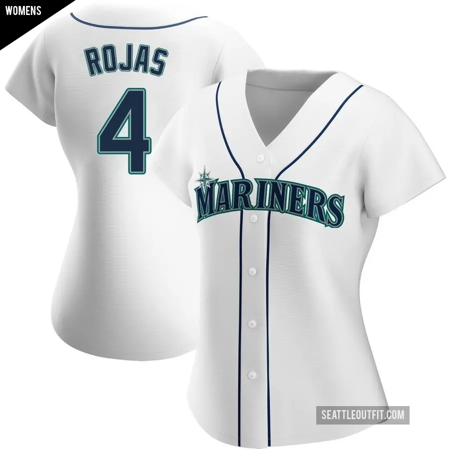 Women's Seattle Mariners ＃4 Josh Rojas Authentic White Home Jersey