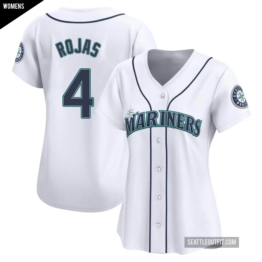 Women's Seattle Mariners ＃4 Josh Rojas Limited White Home Jersey