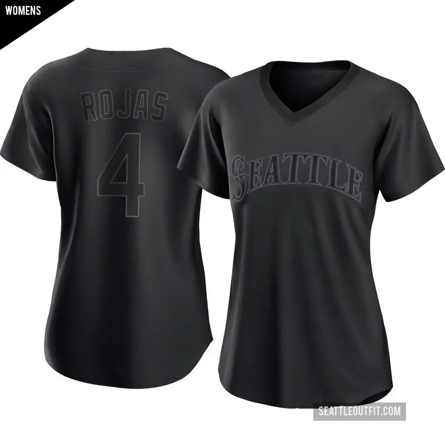 Women's Seattle Mariners ＃4 Josh Rojas Replica Black Pitch Fashion Jersey