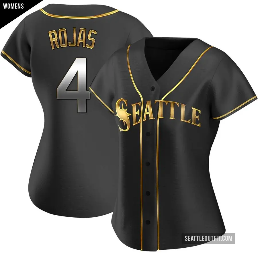 Women's Seattle Mariners ＃4 Josh Rojas Replica Gold Black en Alternate Jersey