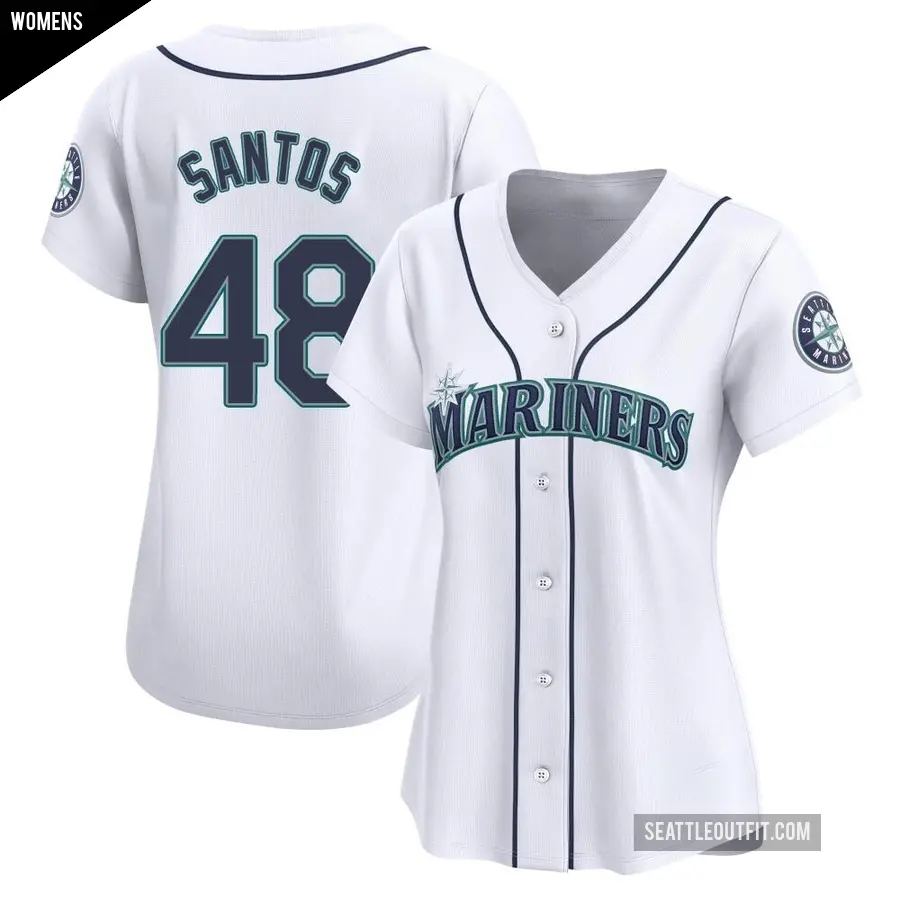 Women's Seattle Mariners ＃48 Gregory Santos Limited White Home Jersey