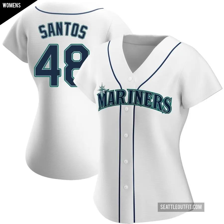 Women's Seattle Mariners ＃48 Gregory Santos Replica White Home Jersey