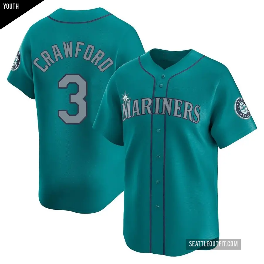 Youth Seattle Mariners ＃3 J.P. Crawford Limited Aqua Alternate Jersey