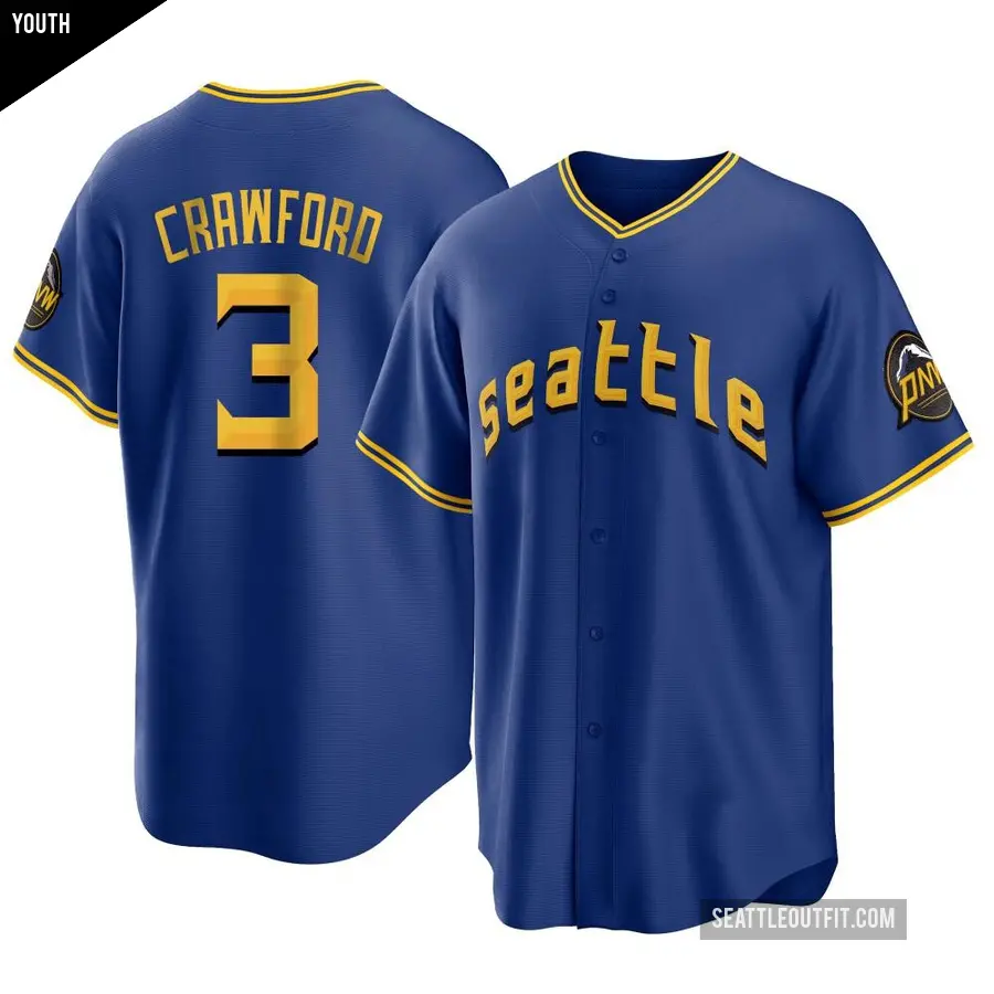 Youth Seattle Mariners ＃3 J.P. Crawford Replica Royal 2023 City Connect Jersey