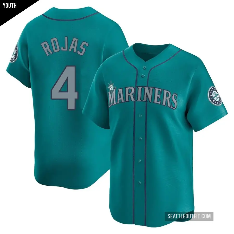 Youth Seattle Mariners ＃4 Josh Rojas Limited Aqua Alternate Jersey