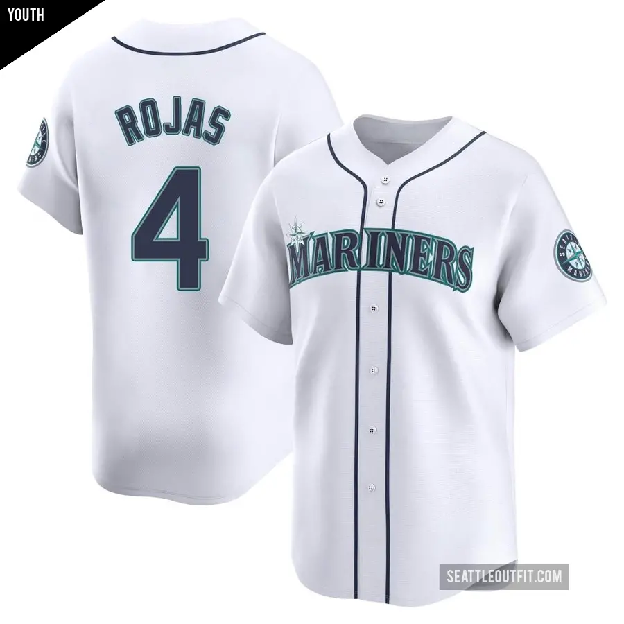 Youth Seattle Mariners ＃4 Josh Rojas Limited White Home Jersey