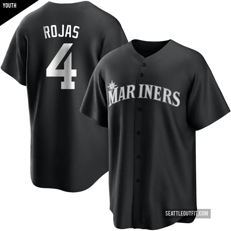 Youth Seattle Mariners ＃4 Josh Rojas Replica Black/White Jersey