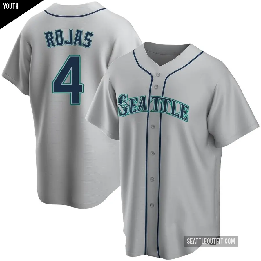 Youth Seattle Mariners ＃4 Josh Rojas Replica Gray Road Jersey