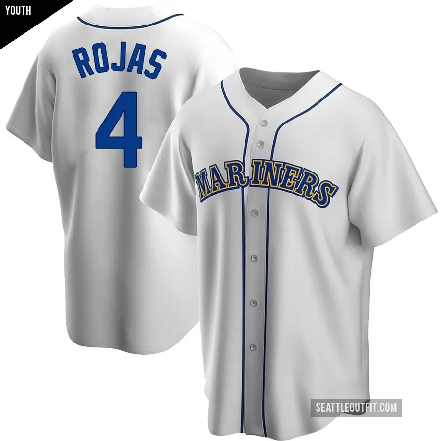 Youth Seattle Mariners ＃4 Josh Rojas Replica White Home Cooperstown Collection Jersey